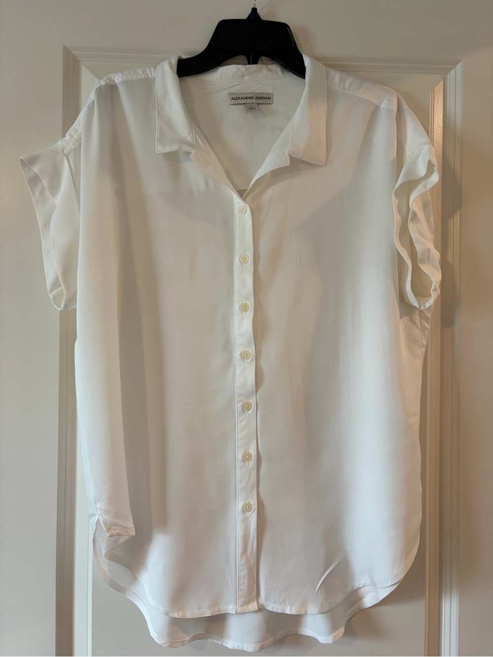 Alexander Jordan White Short-Sleeve Button-Up Blouse